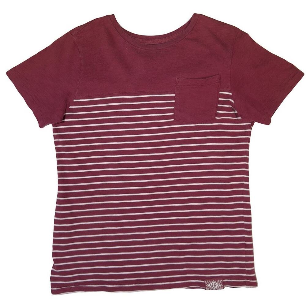 Aeropostale Men's T-Shirt Size Small Red White Stripes Short Sleeve 100% Cotton